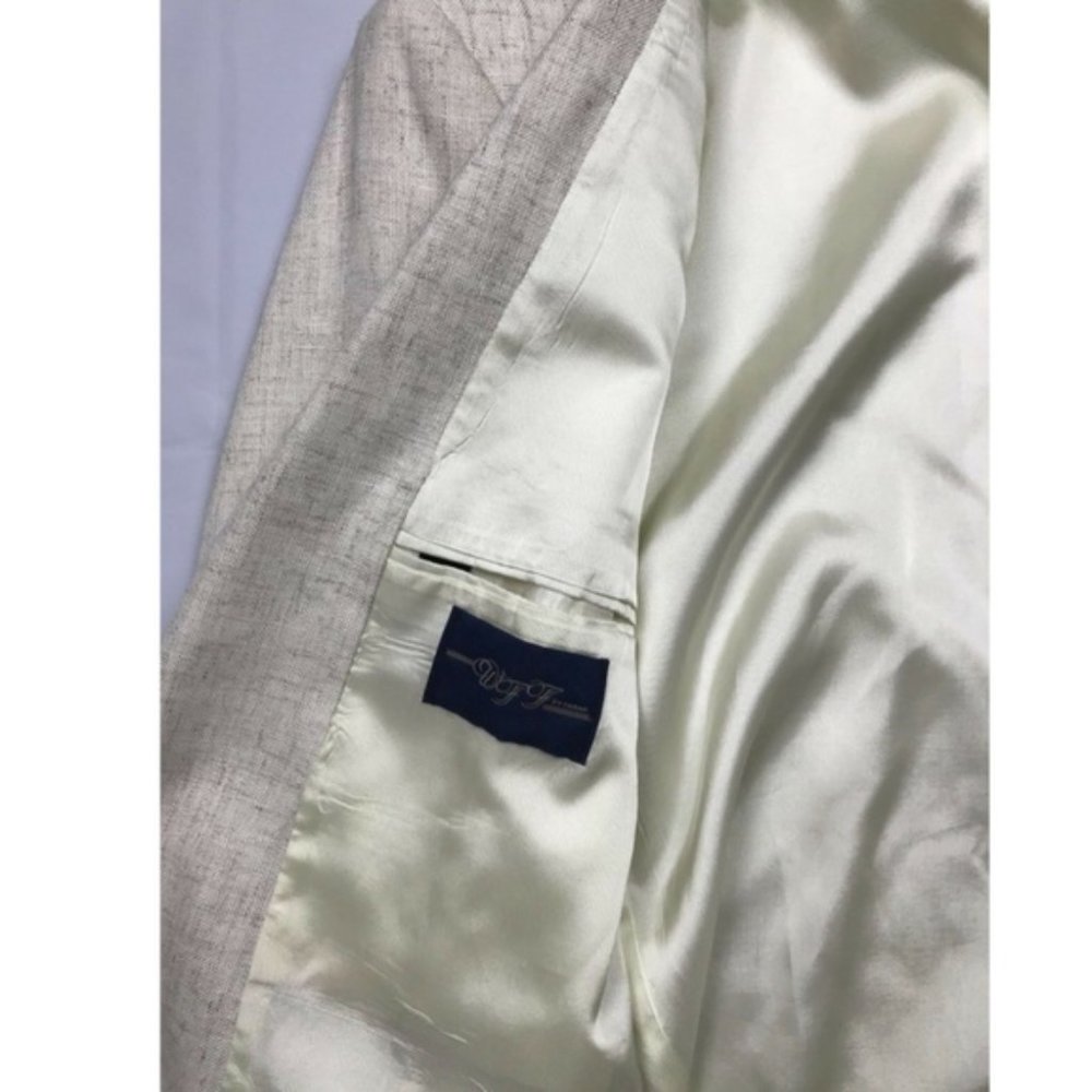 WFF by Farah Mens Ivory Linen Texture Blazer - Picture 6 of 8